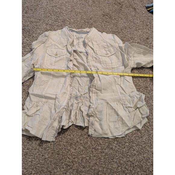 Louie Jacket Cream 100% Linen Size 14 Women Lagenlook Buttons Peplum Hem. - Picture 4 of 5